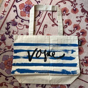 NWOT Vogue Striped Canvas Tote Bag